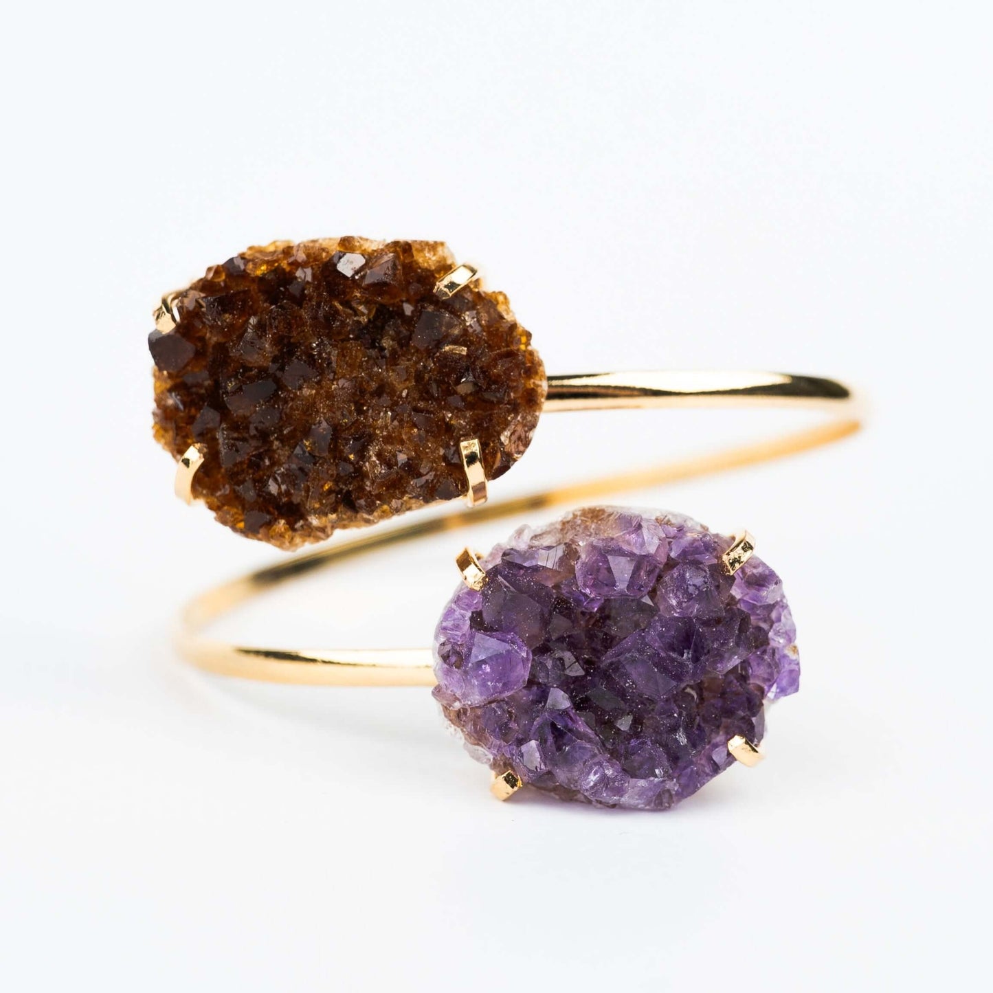 Браслет с темным аметистом и цитрином с позолотой onesize DA-1