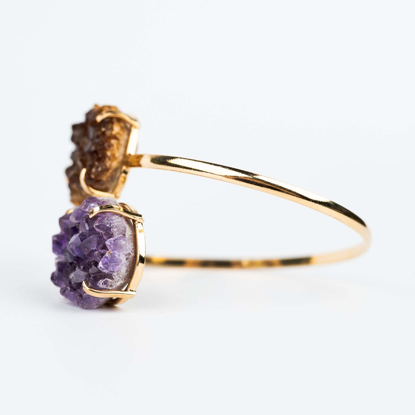 Браслет с темным аметистом и цитрином с позолотой onesize DA-1
