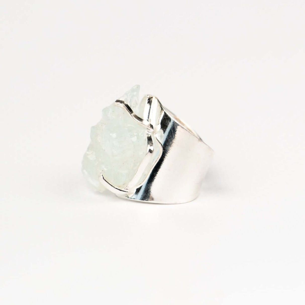 Кольцо с аквамарином с посеребрением onesize Aq-101