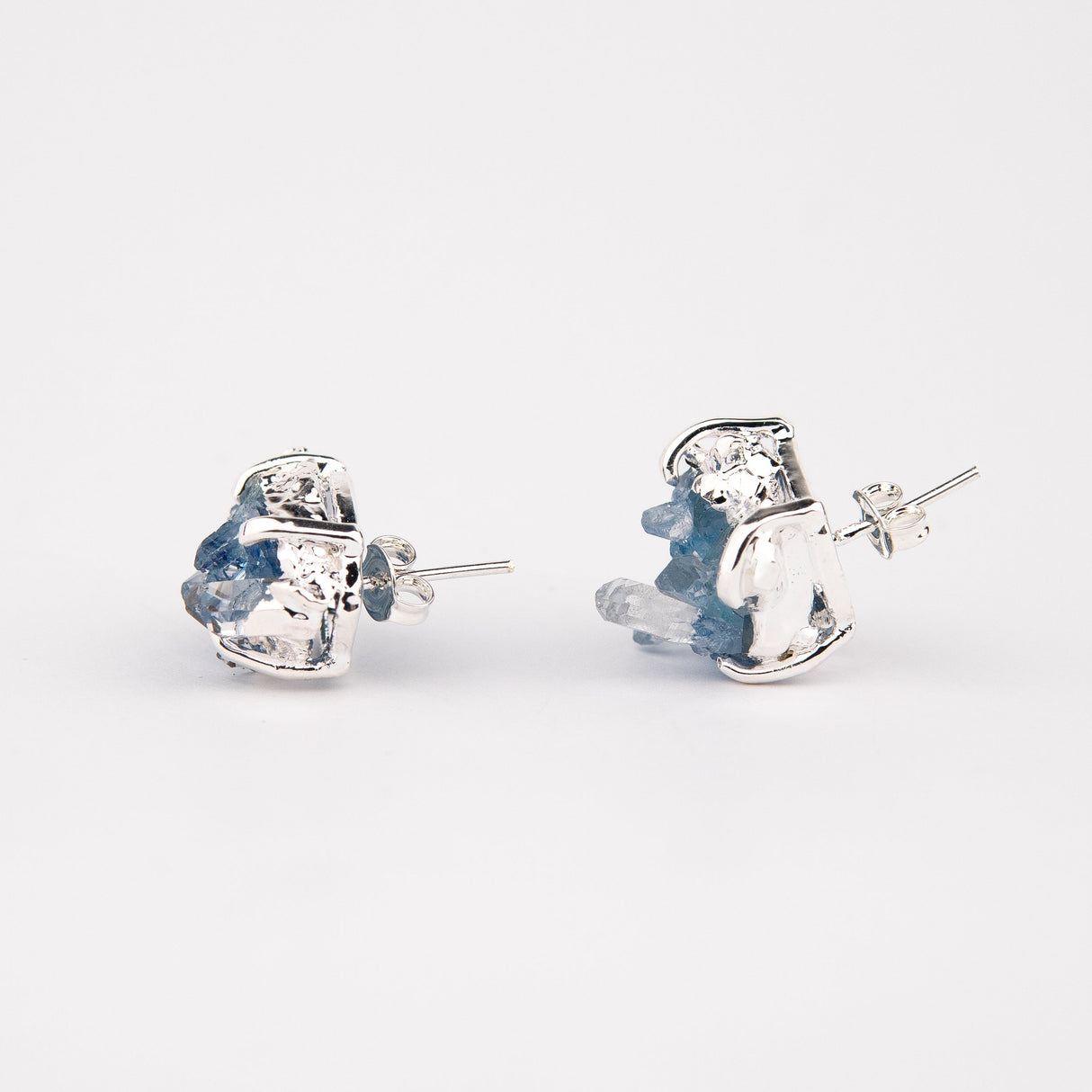Сережки з Блакитним кришталем з посрібленням onesize-2