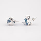 Сережки з Блакитним кришталем з посрібленням onesize-2
