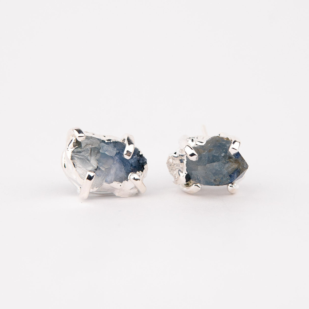 Сережки з Блакитним кришталем з посрібленням onesize-3