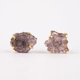 Сережки з Темним аметистом з позолотою onesize-1