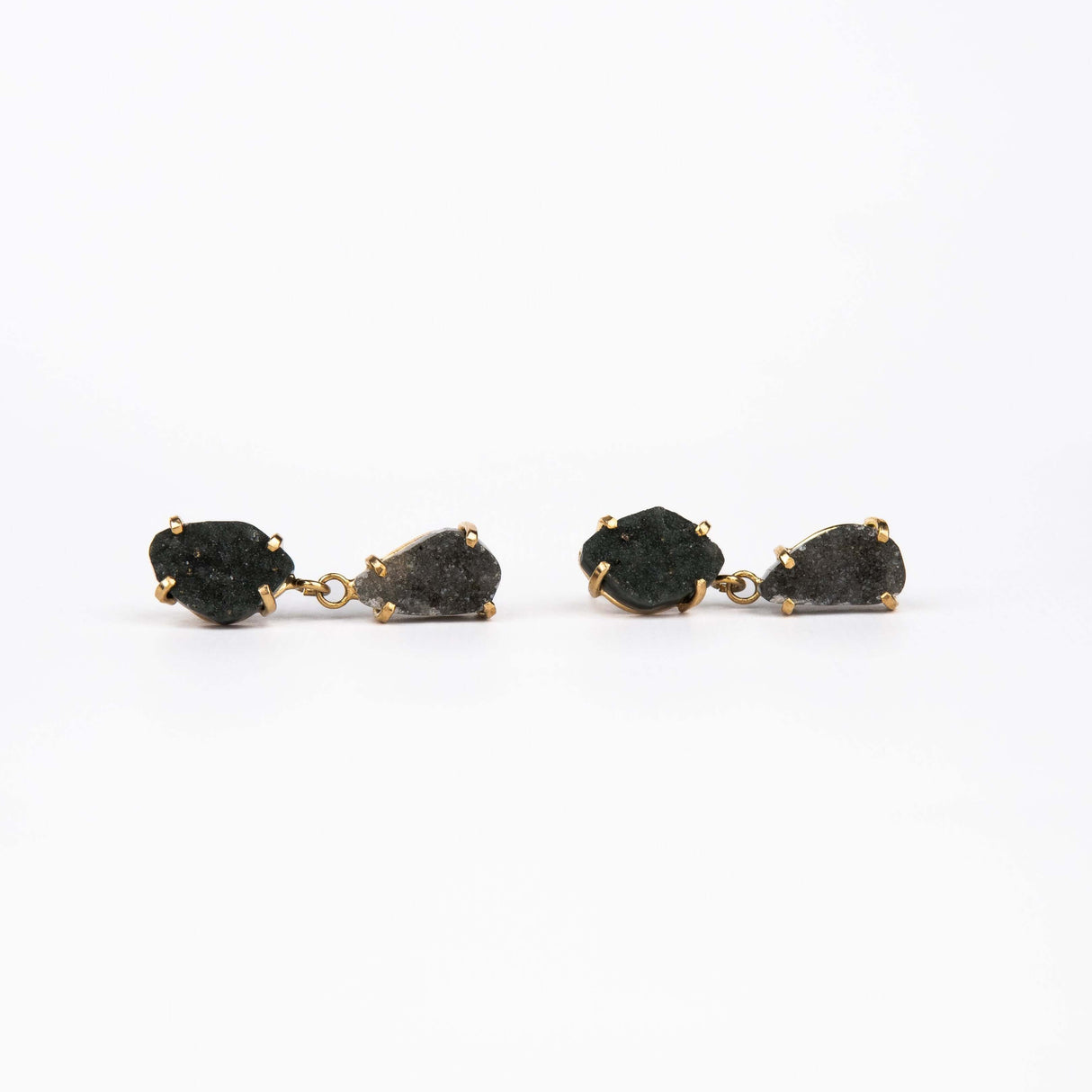 Серьги с серым аметистом с позолотой onesize Ga-101