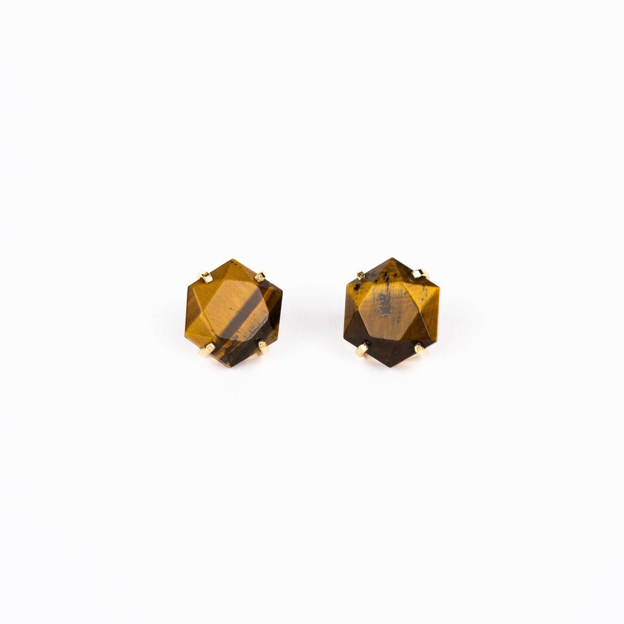 Серьги с тигровым глазом с позолотой onesize Te-103