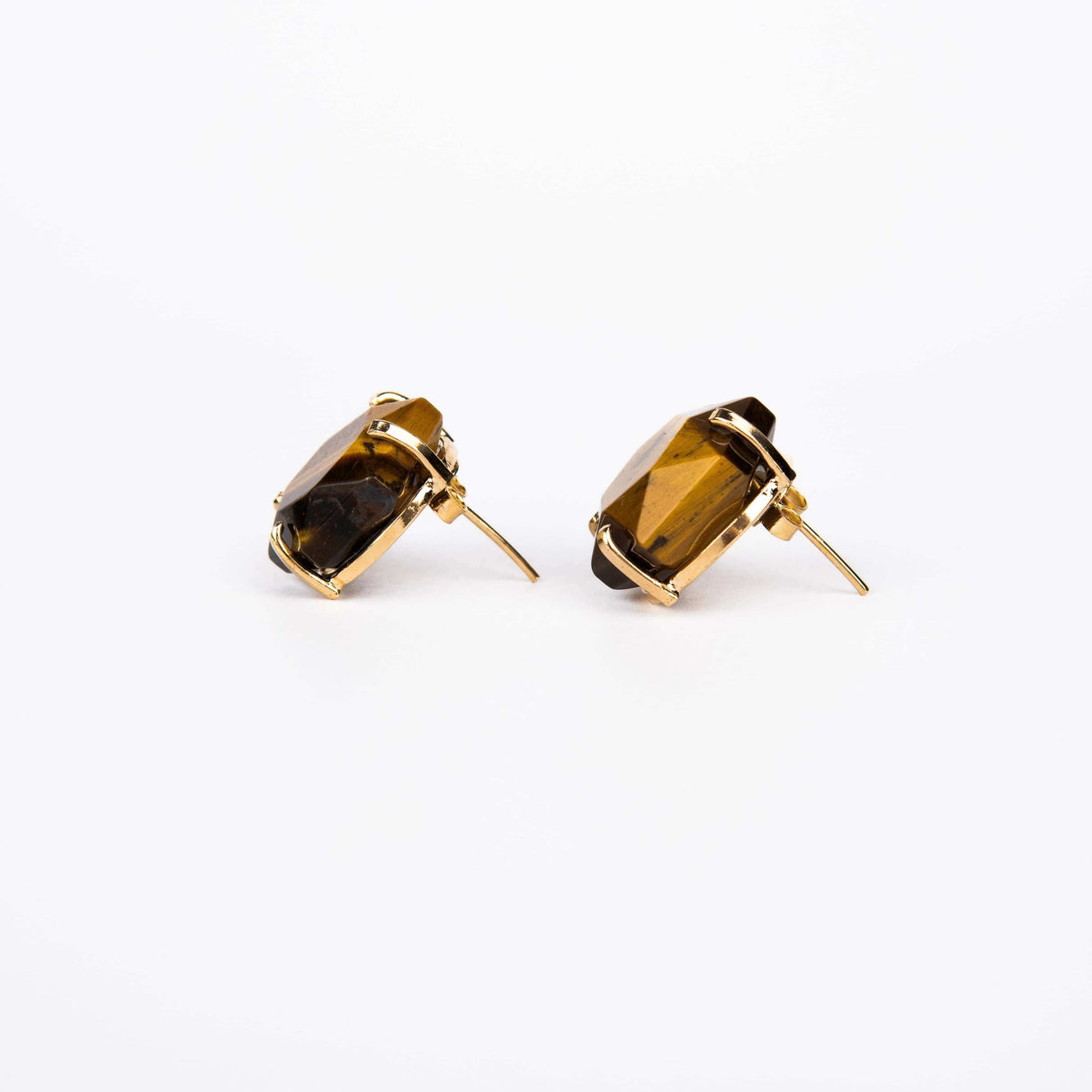 Серьги с тигровым глазом с позолотой onesize Te-103