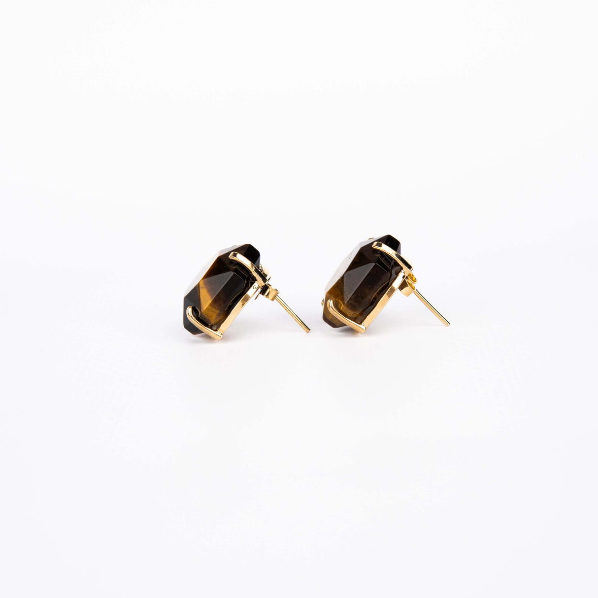 Серьги с тигровым глазом с позолотой onesize Te-102