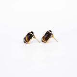 Серьги с тигровым глазом с позолотой onesize Te-102