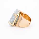 Каблучка з Аквамарином з позолотою каф onesize Aq-9