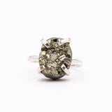 Каблучка з піритом овальним з посрібленням міні onesize Py-4
