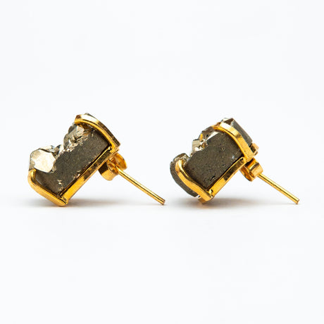 Сережки з піритом круглим з позолотою onesize Py-2