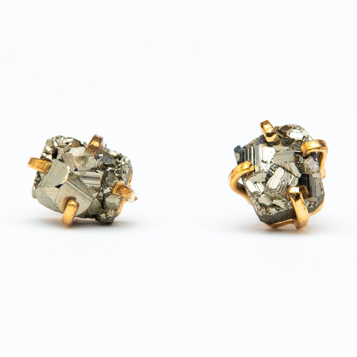 Сережки з піритом прямокутним з позолотою onesize Py-4