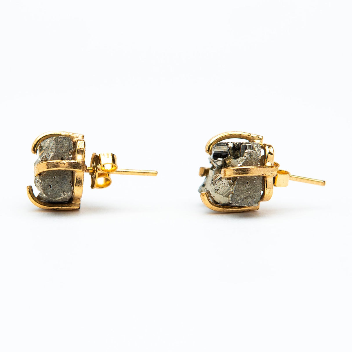 Сережки з піритом прямокутним з позолотою onesize Py-6