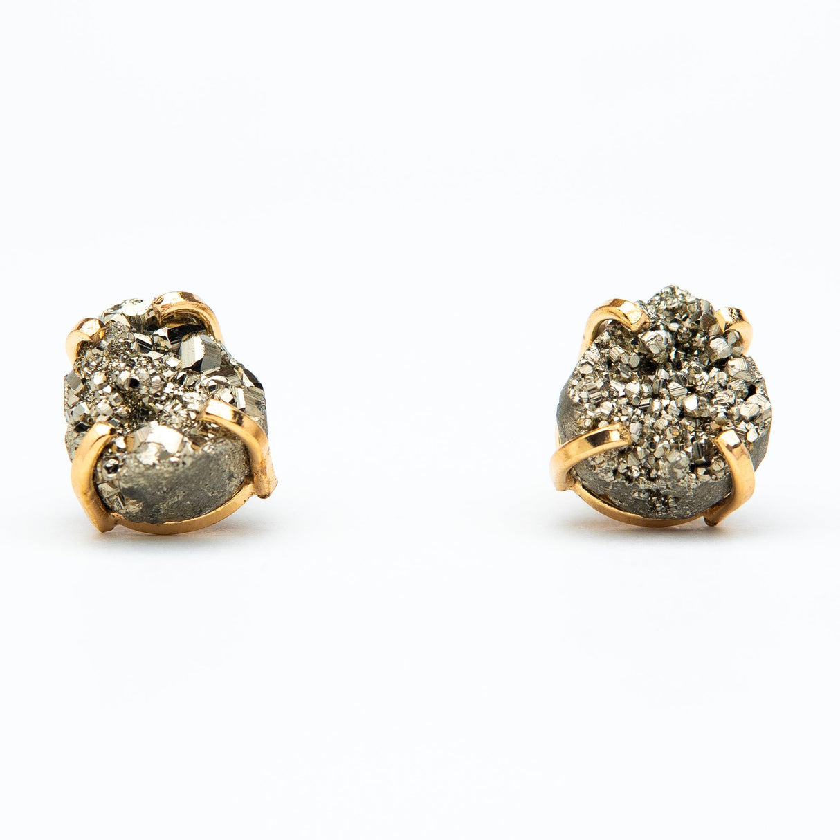 Сережки з піритом круглим з позолотою onesize Py-1