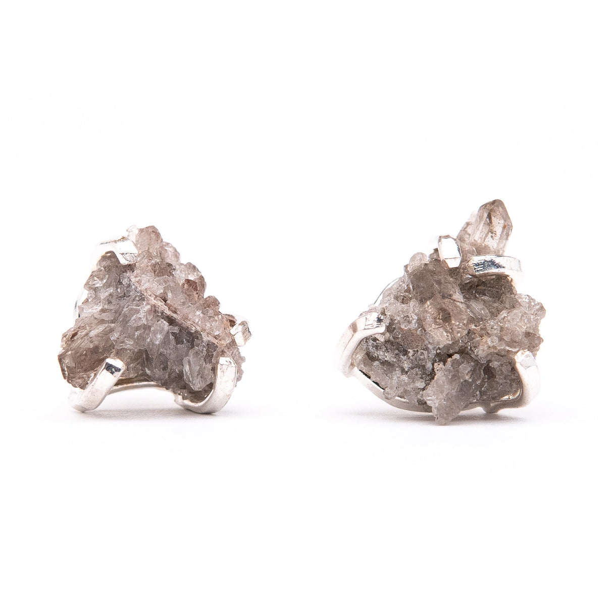 Сережки з димчастим кварцом з посрібленням onesize Dm-6