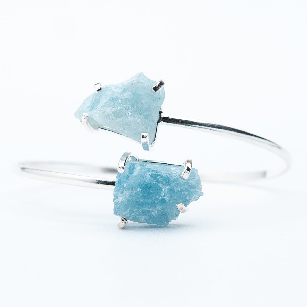 Браслет з Аквамарином з посрібленням дуал onesize Aq-9