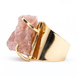Каблучка з полуничним кварцом з позолотою каф onesize Pk-5