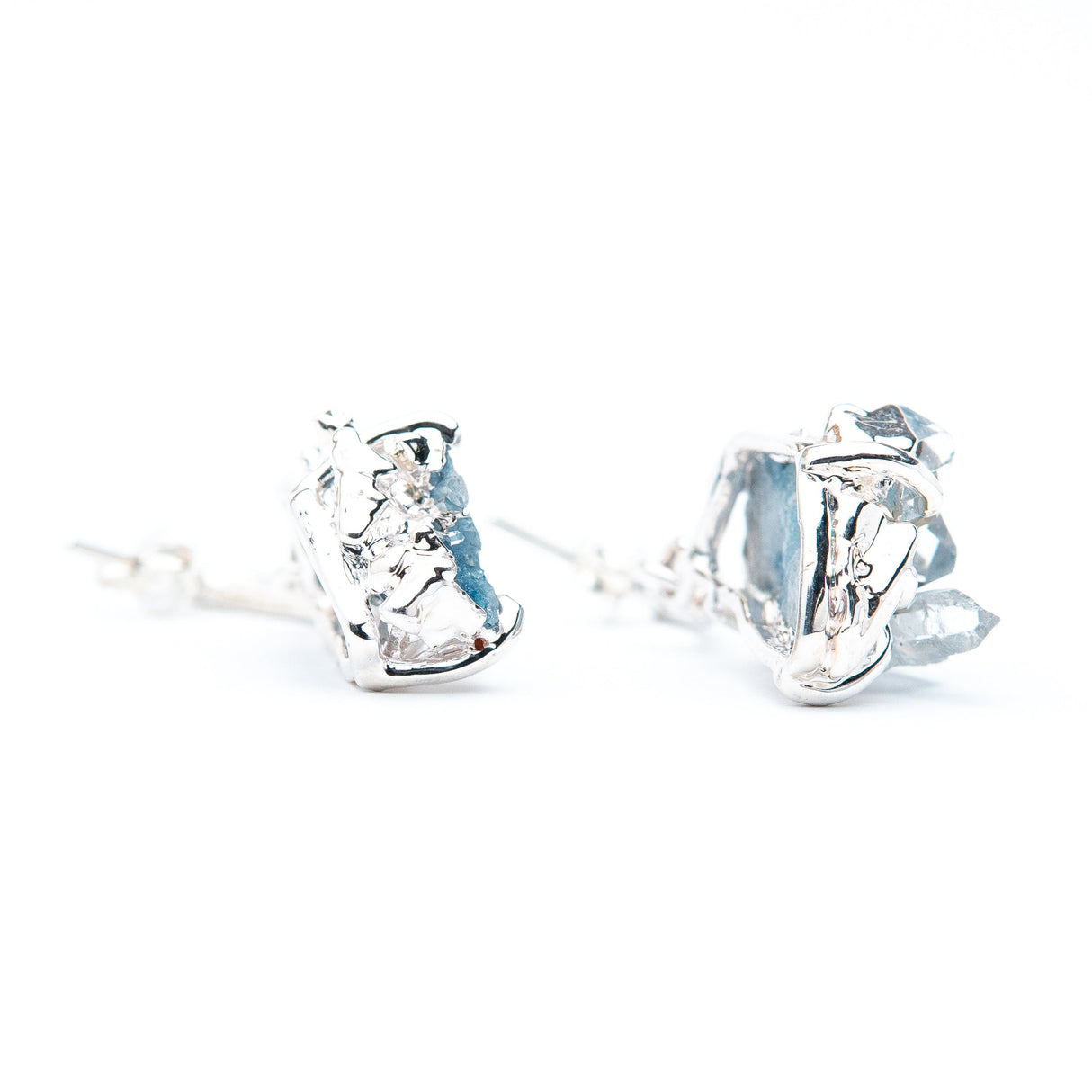 Сережки з Блакитним кришталем з посрібленням висячі onesize-5