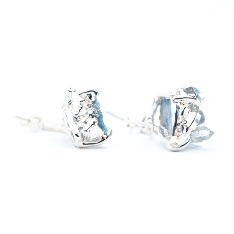 Сережки з Блакитним кришталем з посрібленням висячі onesize-5