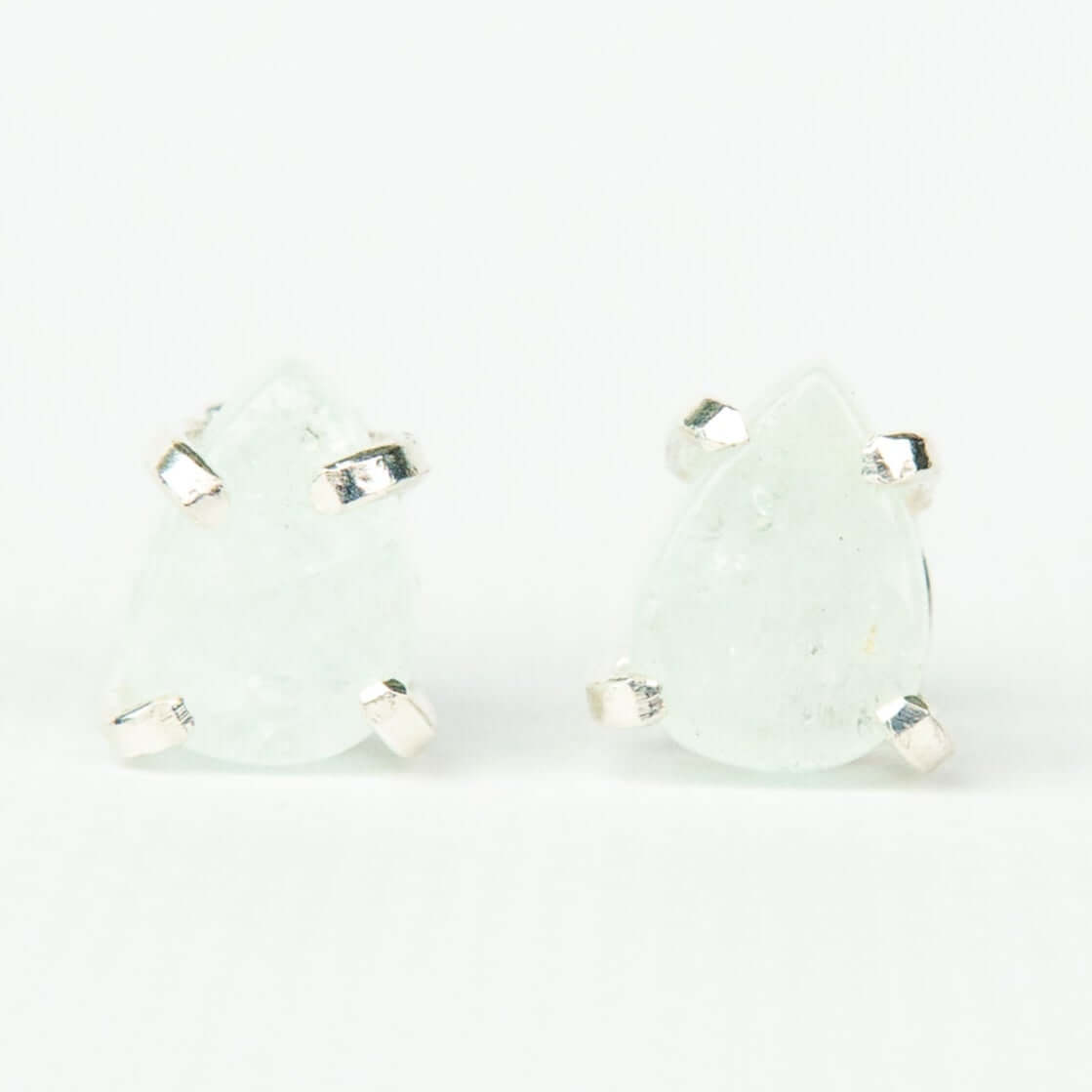 Серьги с гранёным Аквамарином с посеребрением onesize Aq-2