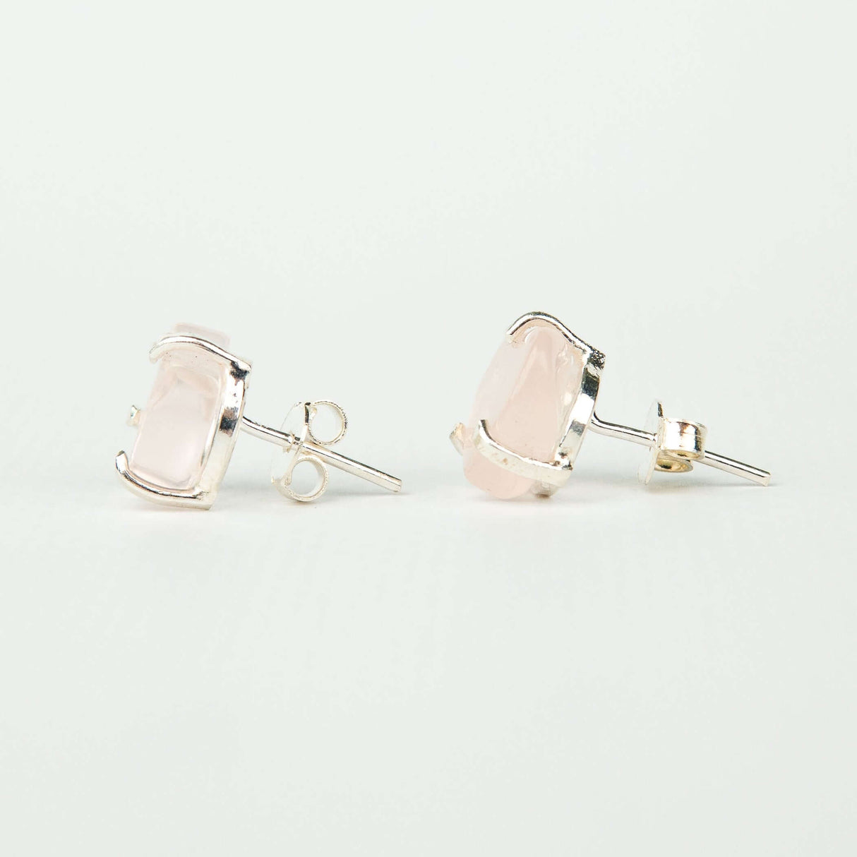 Серьги с розовым кварцем с посеребрением onesize Rq-1