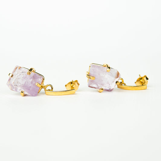 Серьги с темным аметистом с позолотой onesize DA-4