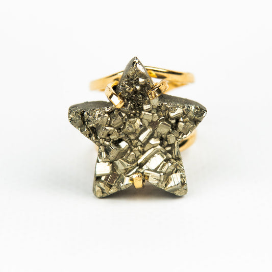 Каблучка з піритом з позолотою onesize Py-17
