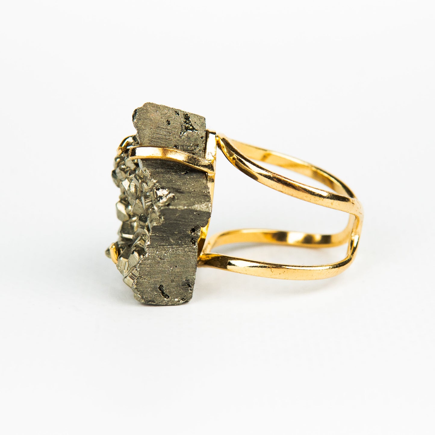 Каблучка з піритом з позолотою onesize Py-17