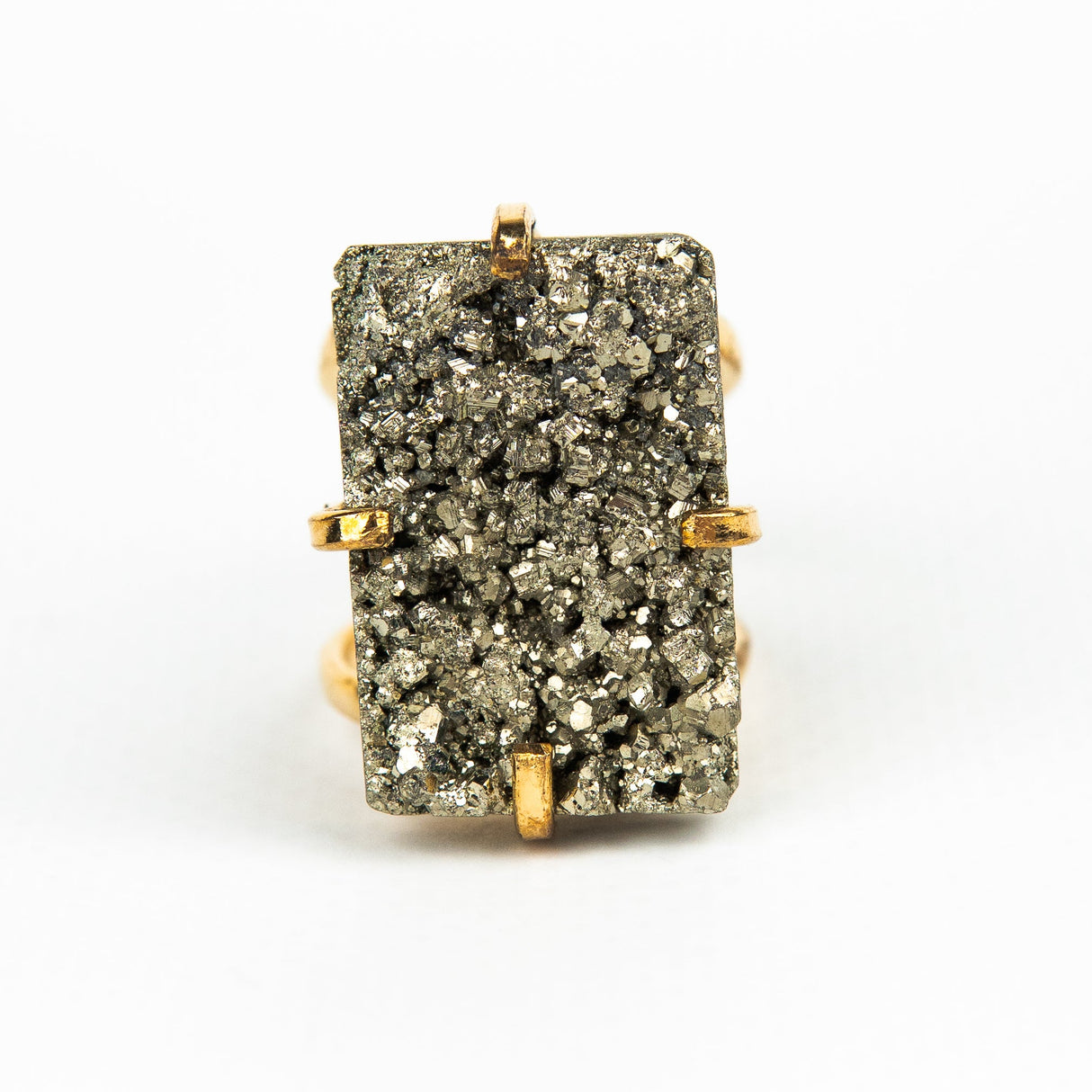 Кольцо с пиритом с позолотой onesize Py-16