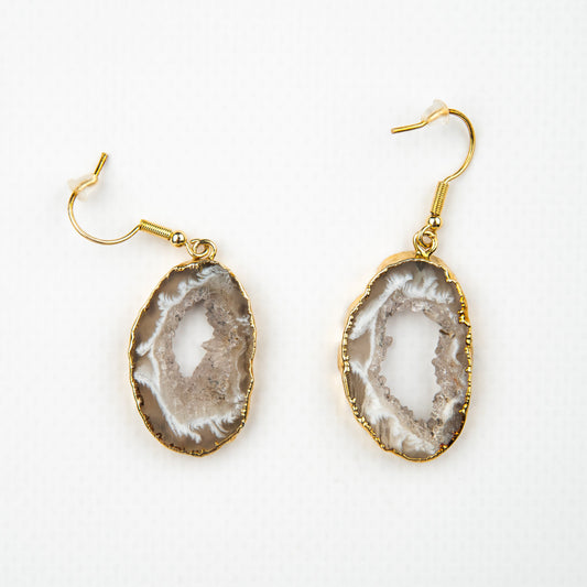 Серьги из геоды с позолотой onesize
