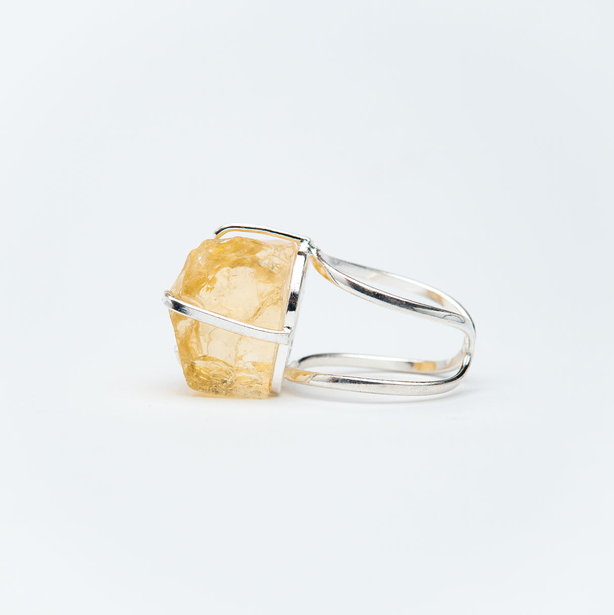 Каблучка з цитрином з посрібленням арк onesize Ct-20