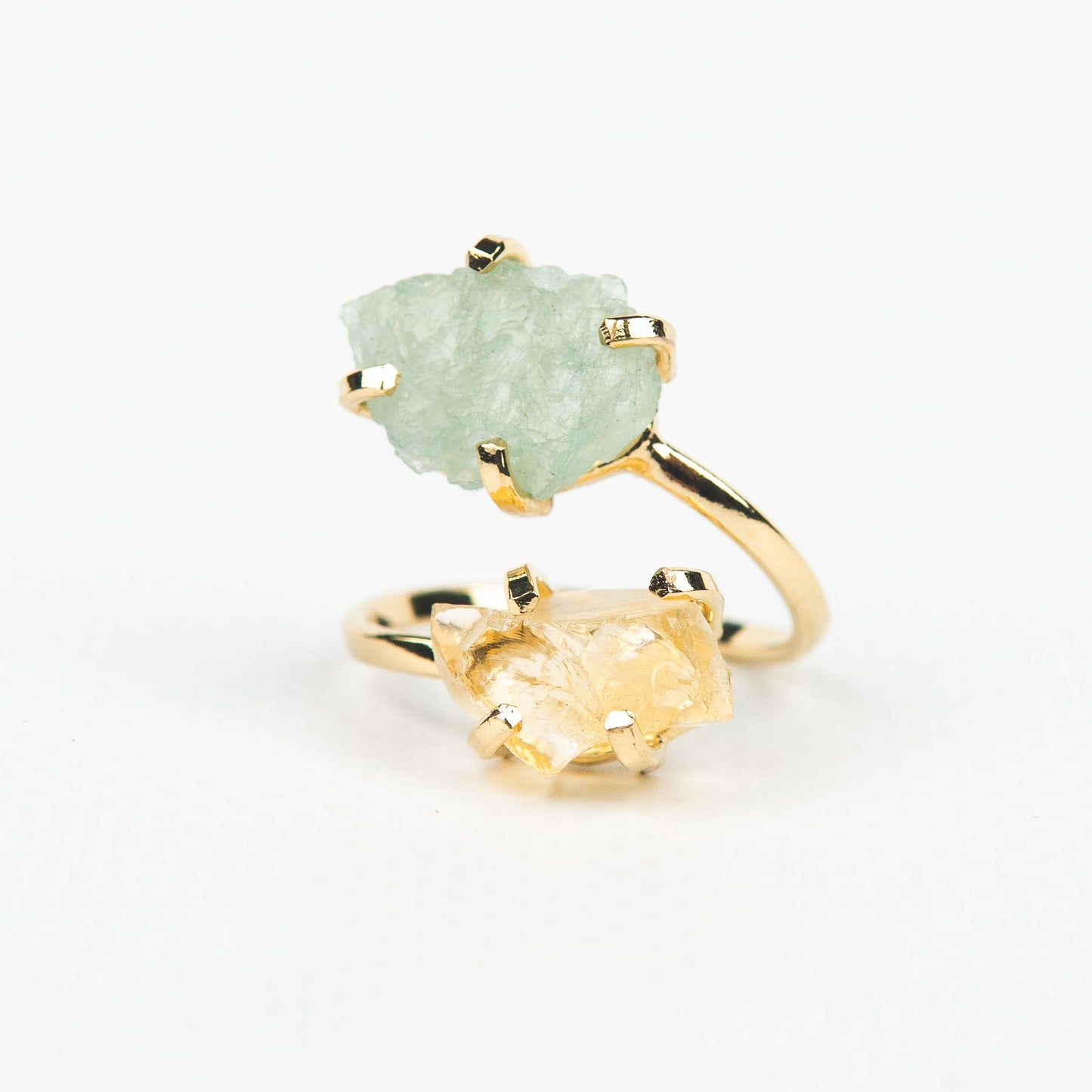 Каблучка з аквамарином та цитрином з позолотою onesize AqCt-17