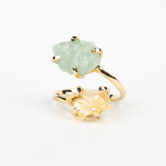 Каблучка з аквамарином та цитрином з позолотою onesize AqCt-17