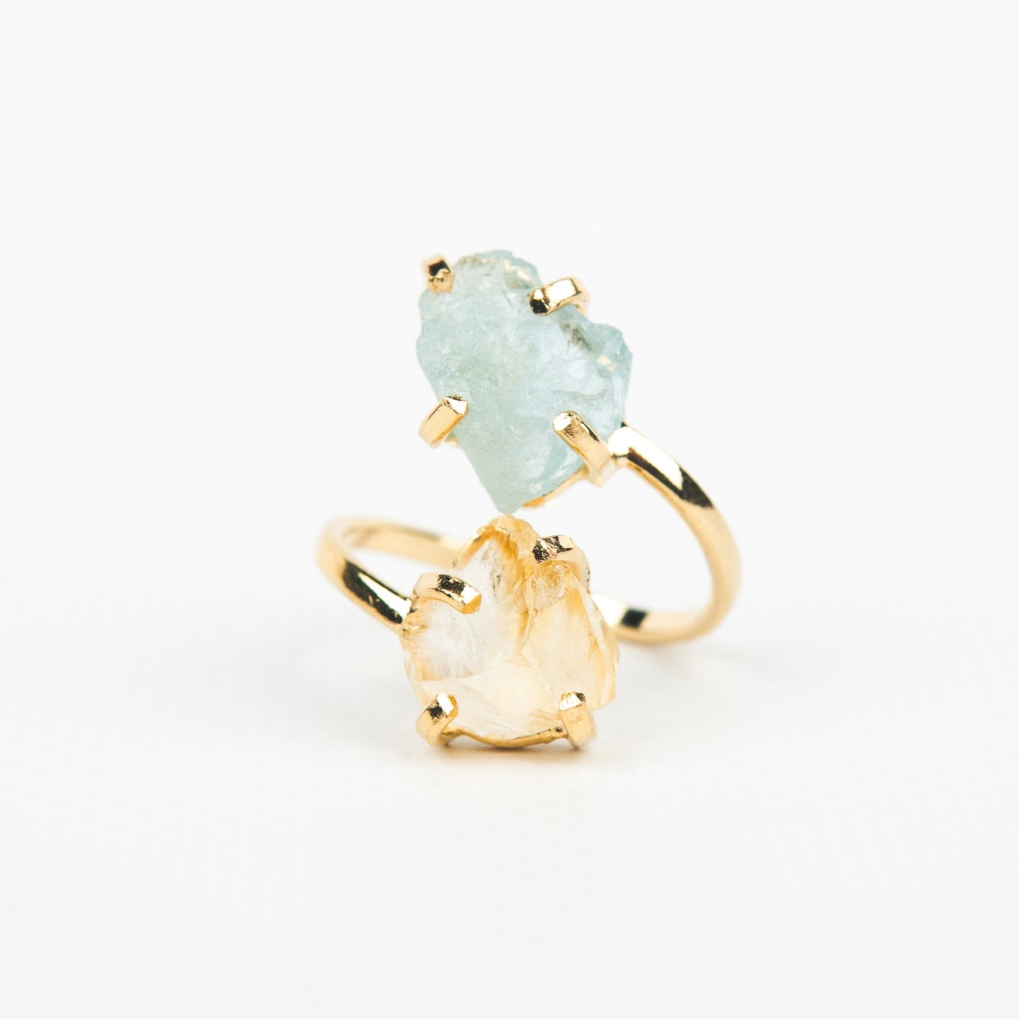 Каблучка з аквамарином та цитрином з позолотою onesize AqCt-19