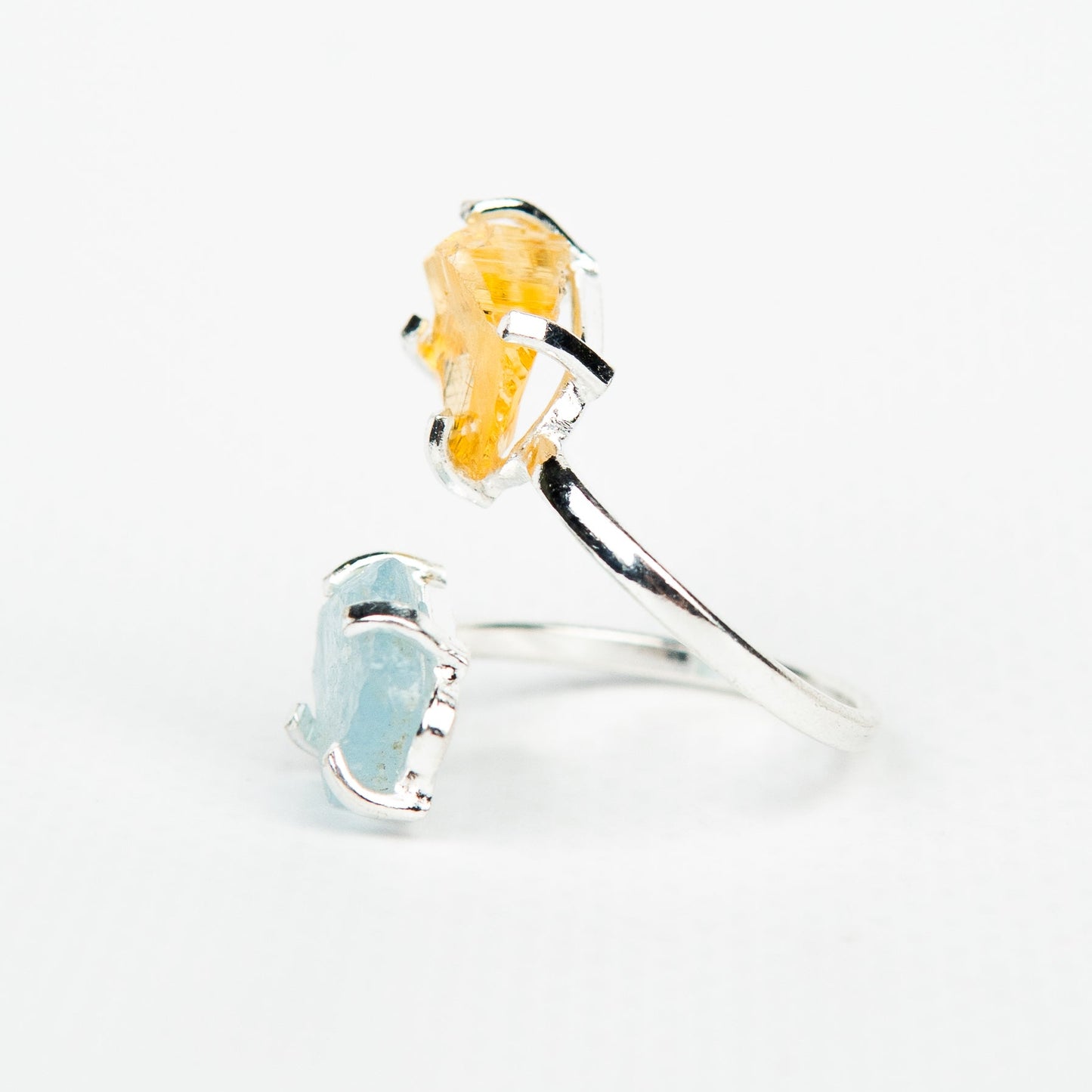 Кольцо с аквамарином и цитрином с позолотой onesize AqCt-5