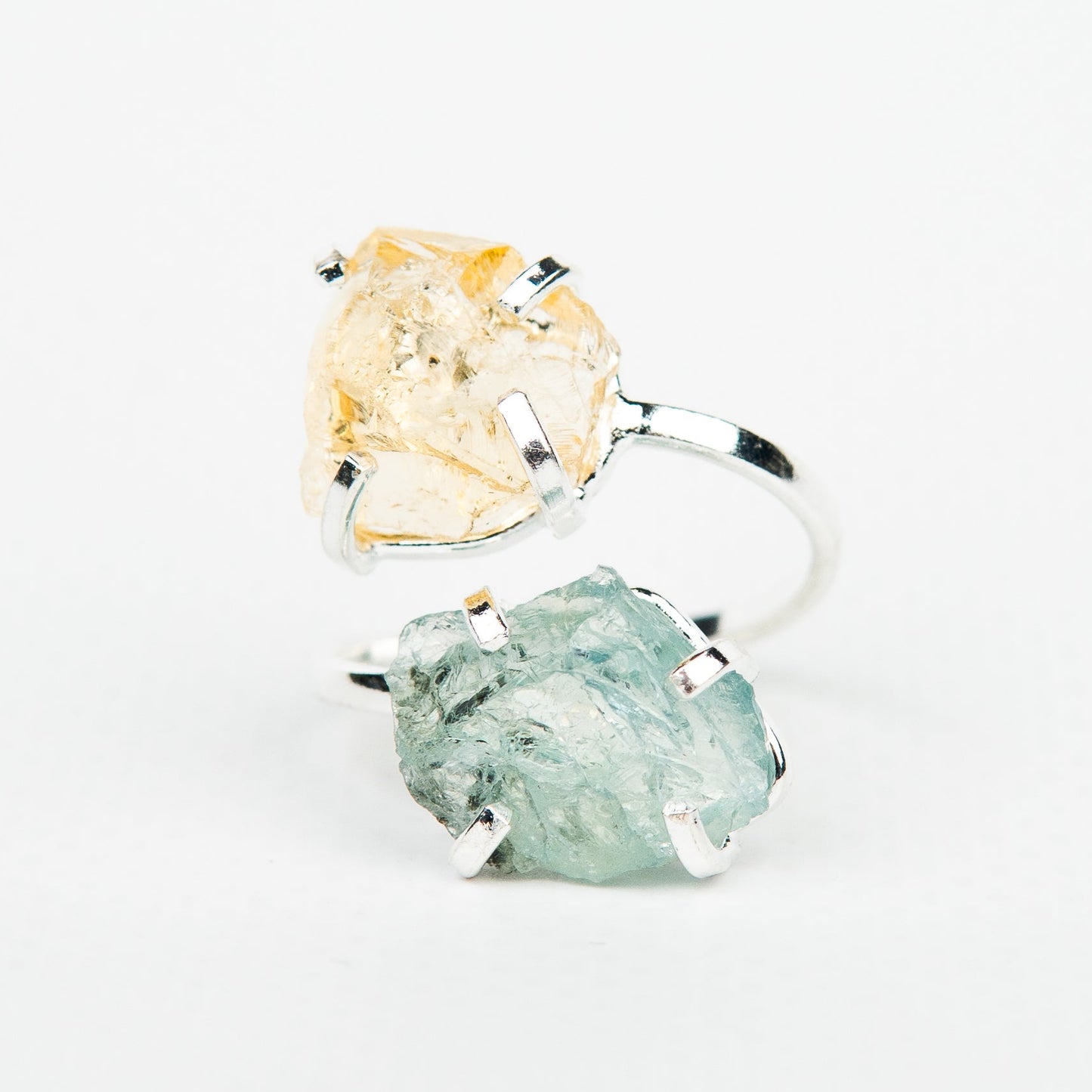 Кольцо с аквамарином и цитрином с позолотой onesize AqCt-6