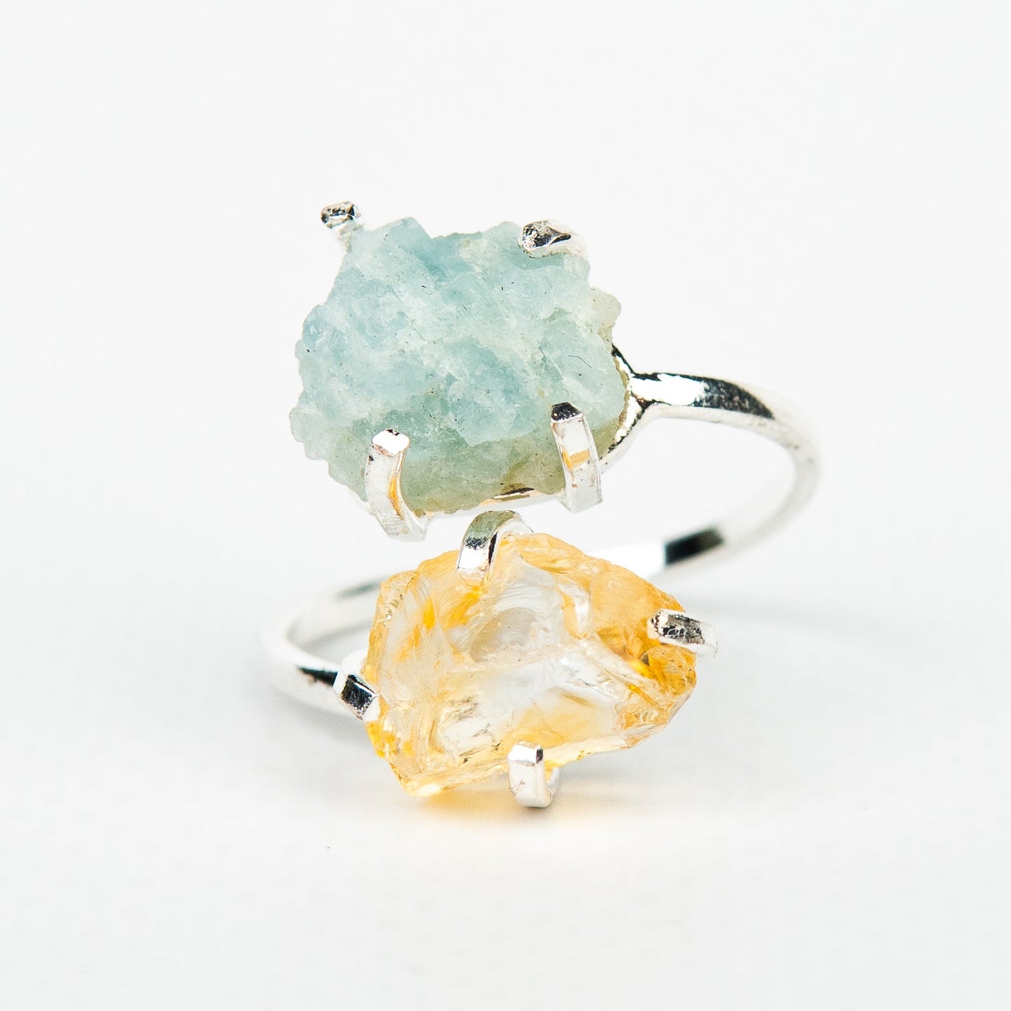 Кольцо с аквамарином и цитрином с позолотой onesize AqCt-7