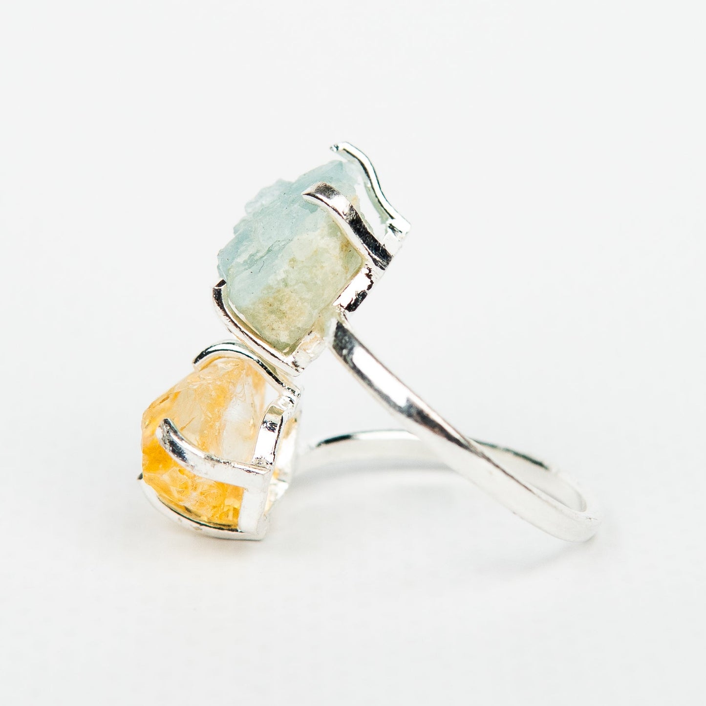 Кольцо с аквамарином и цитрином с позолотой onesize AqCt-7