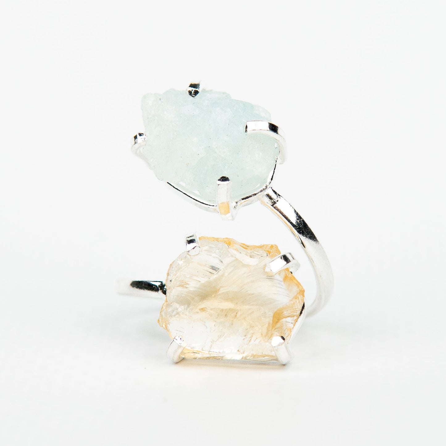 Кольцо с аквамарином и цитрином с позолотой onesize AqCt-8