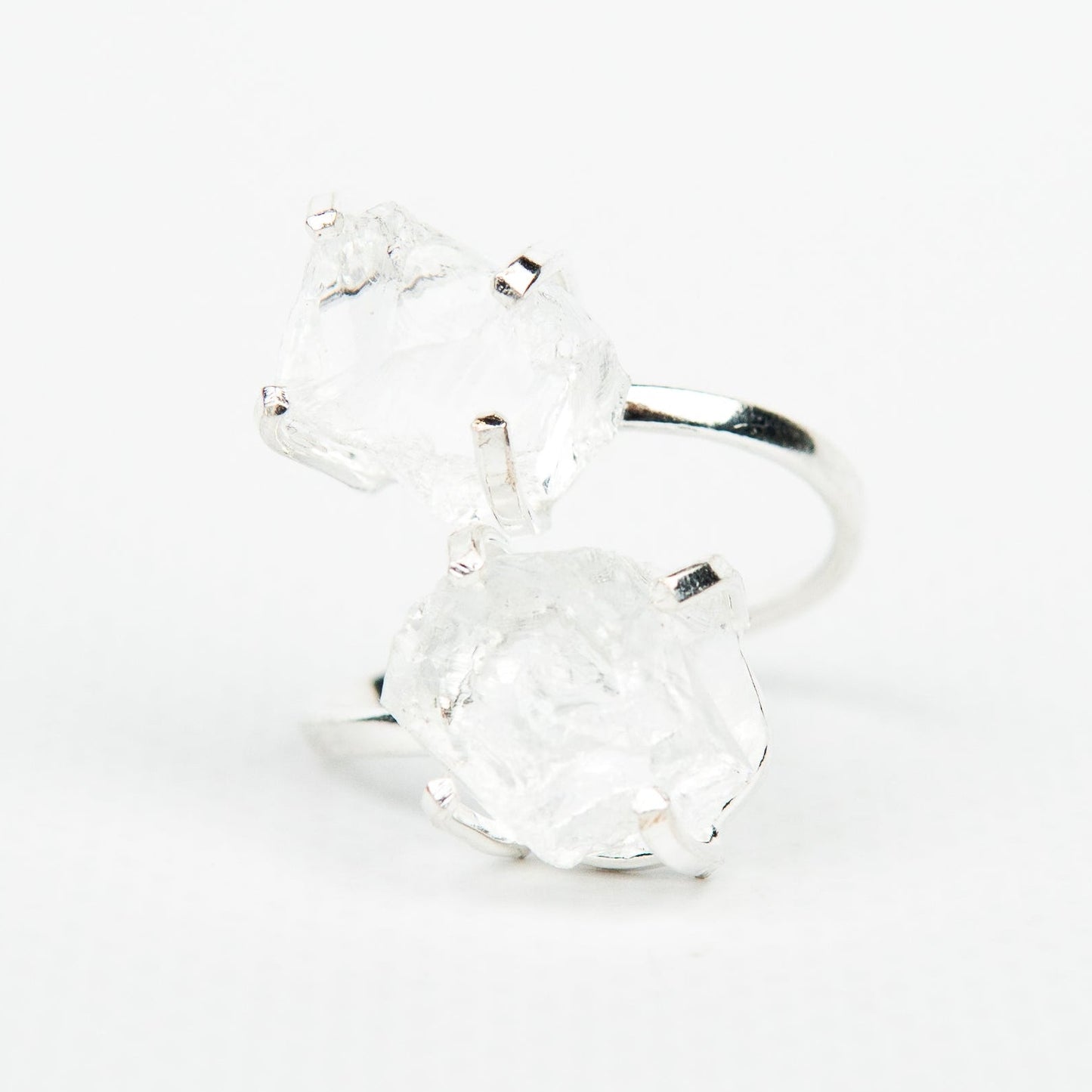 Каблучка з прозорим Кришталем з посрібленням onesize Cr-16