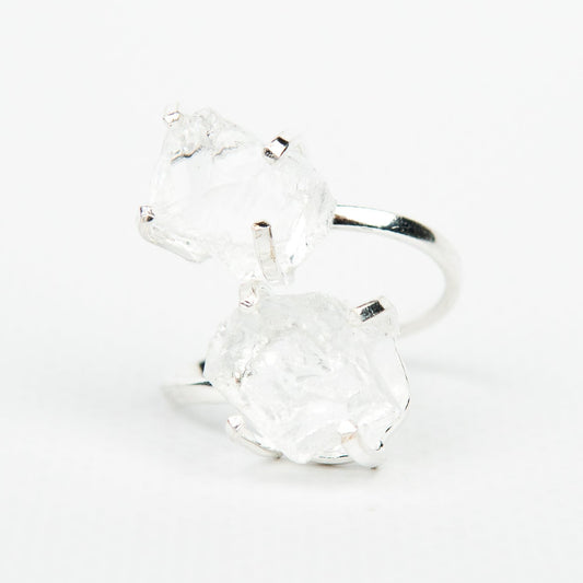 Каблучка з прозорим Кришталем з посрібленням onesize Cr-16