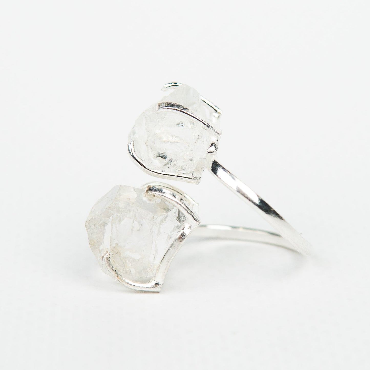 Кольцо с прозрачным Хрусталем с посеребрением onesize Cr-17