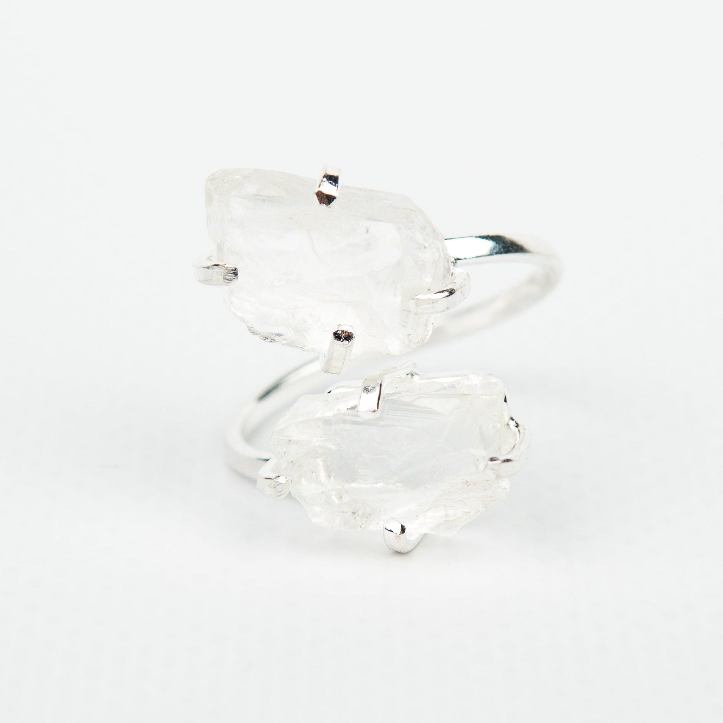 Каблучка з прозорим Кришталем з посрібленням onesize Cr-19