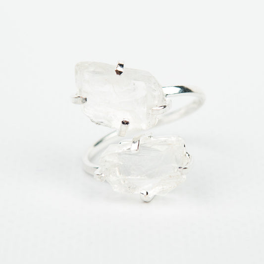 Кольцо с прозрачным Хрусталем с посеребрением onesize Cr-19