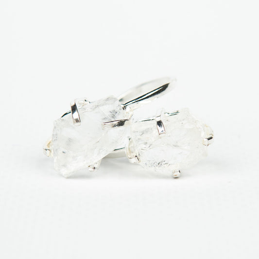 Кольцо с прозрачным Хрусталем с посеребрением onesize Cr-20