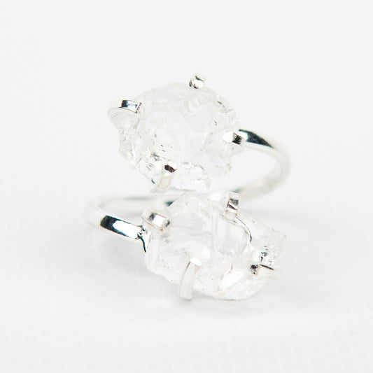 Кольцо с прозрачным Хрусталем с посеребрением onesize Cr-23