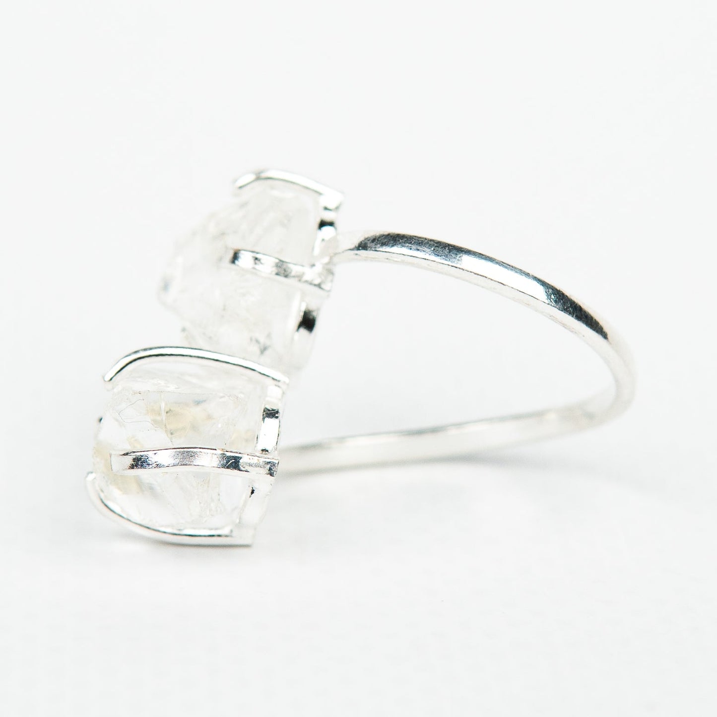 Кольцо с прозрачным Хрусталем с посеребрением onesize Cr-23