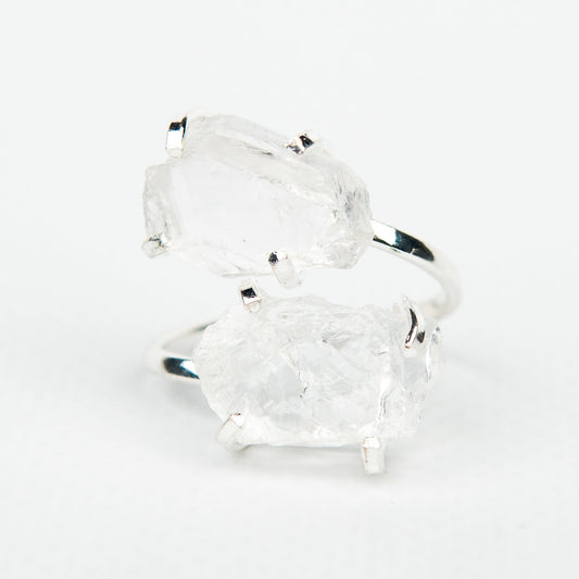 Кольцо с прозрачным Хрусталем с посеребрением onesize Cr-24