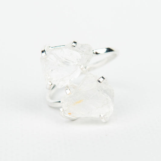 Кольцо с прозрачным Хрусталем с посеребрением onesize Cr-25