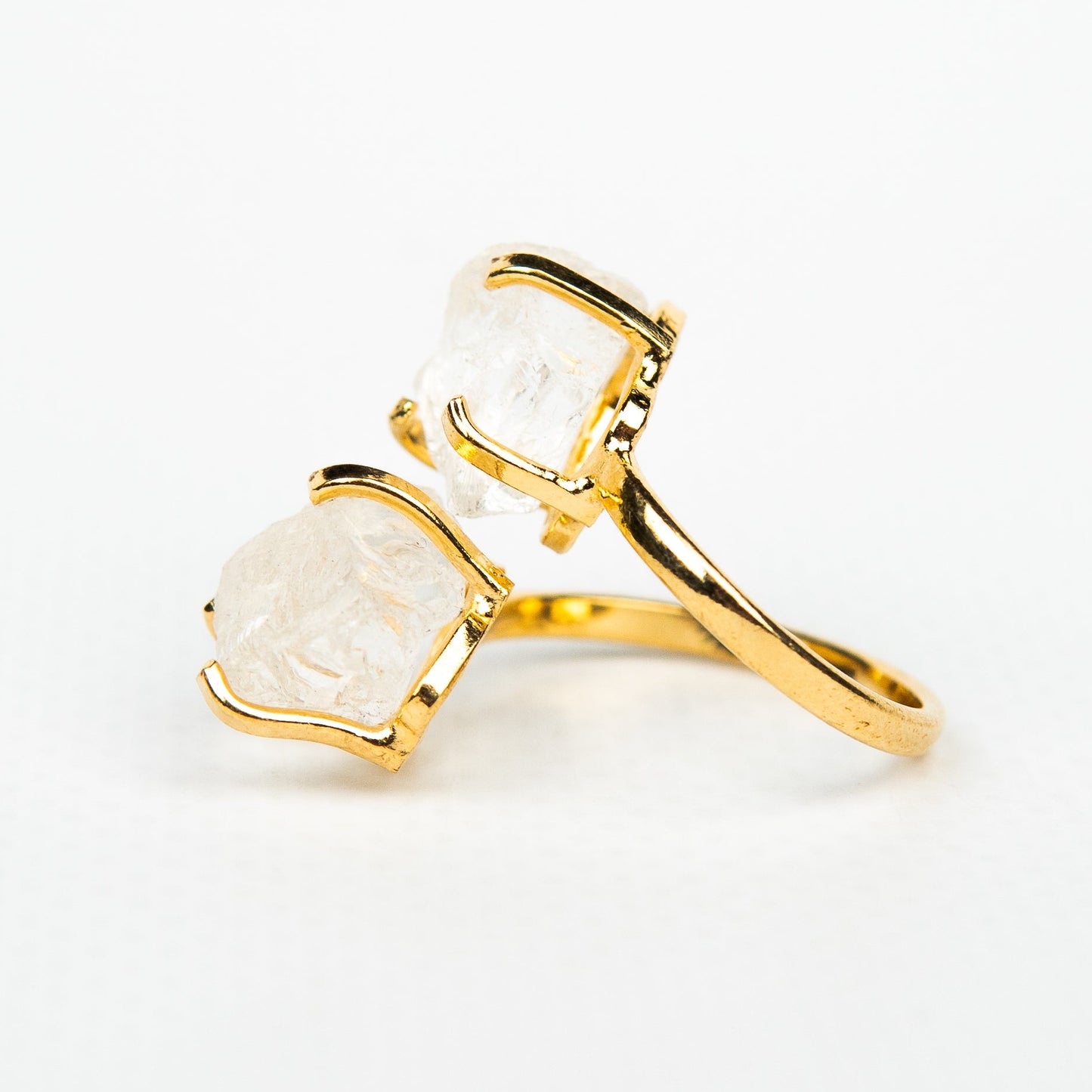 Каблучка з прозорим Кришталем з позолотою onesize Cr-15